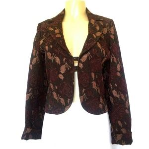 Karen Millen Blazer Jacket Textured Floral Rose 12